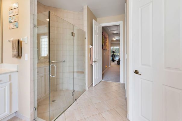 Bathroom, Glass Shower, Interior, Recessed Lighting