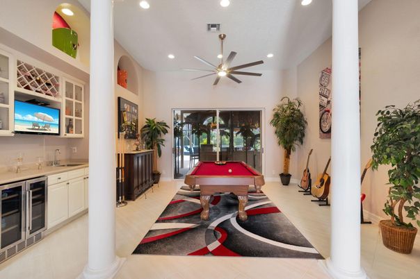 Billiard Table, Game Room, Interior, Recessed Lighting