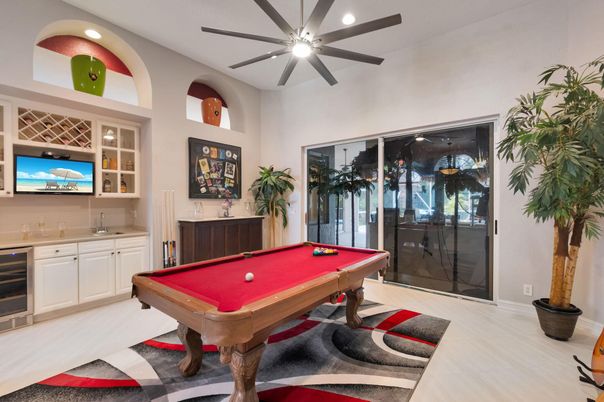 Billiard Table, Game Room, Interior, Recessed Lighting