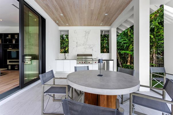 Dining room, Interior, Marble Walls, Wooden Ceilings