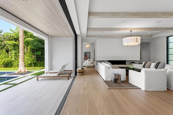 Interior, Living room, Pendant Lights, Recessed Lighting, Wooden Ceilings, Wood Texture Flooring
