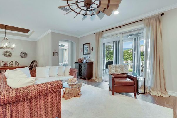 Dining room, Interior, Living room, Recessed Lighting, Wood Texture Flooring