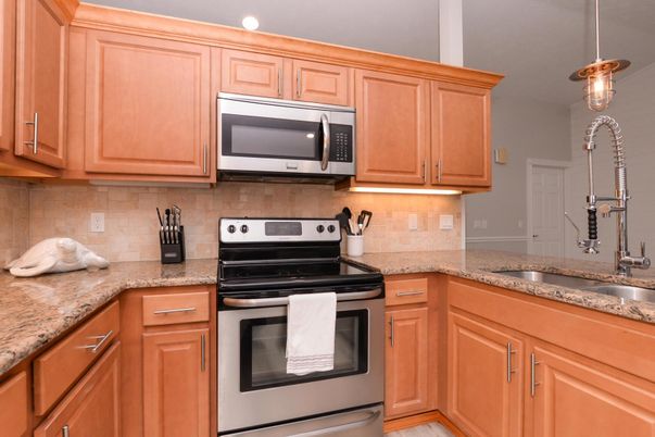 Interior, Kitchen, Pendant Lights, Stainless Steel Appliances, Wood Texture Flooring