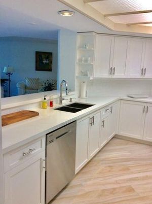 Interior, Kitchen, Recessed Lighting, Wood Texture Flooring