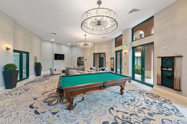 Billiard Table, Chandelier, Game Room, Interior, Pendant Lights, Recessed Lighting