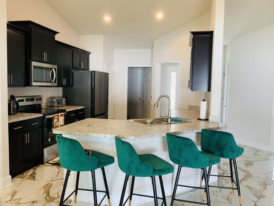 Interior, Kitchen, Marble, Recessed Lighting, Stainless Steel Appliances