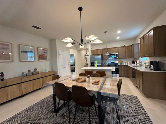 Dining room, Interior, Kitchen, Pendant Lights, Recessed Lighting, Stainless Steel Appliances