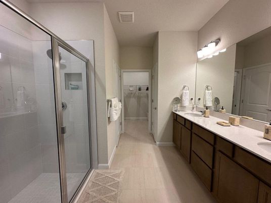 Bathroom, Dual Sink Vanities, Glass Shower, Interior