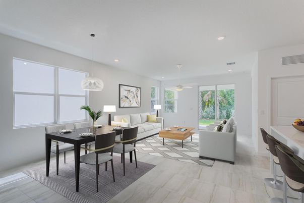 Dining room, Interior, Living room, Pendant Lights, Recessed Lighting