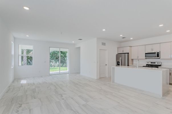Interior, Kitchen, Marble, Recessed Lighting, Stainless Steel Appliances