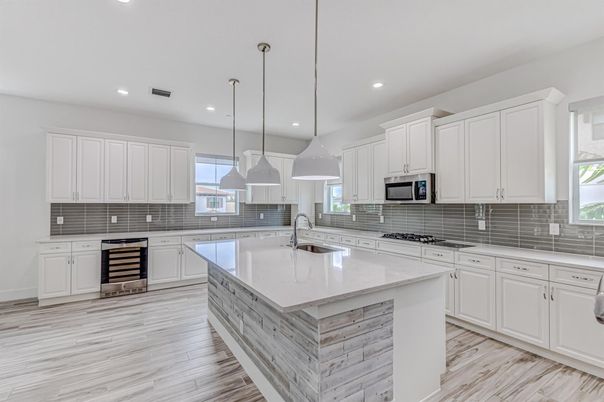 Interior, Kitchen, Pendant Lights, Recessed Lighting, Wood Texture Flooring