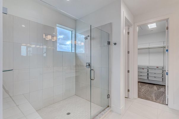 Bathroom, Glass Shower, Interior, Recessed Lighting, Walk-in Closets