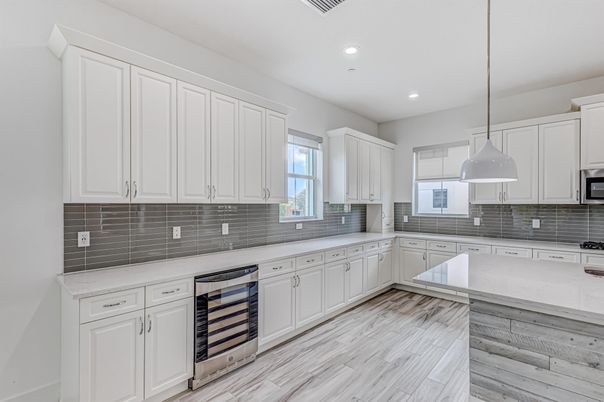 Interior, Kitchen, Pendant Lights, Recessed Lighting, Wood Texture Flooring