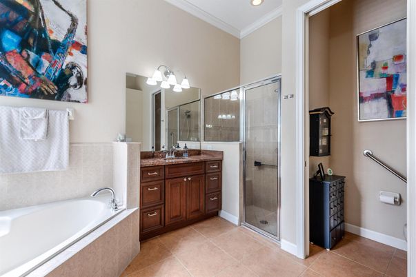 Bathroom, Glass Shower, Interior, Recessed Lighting