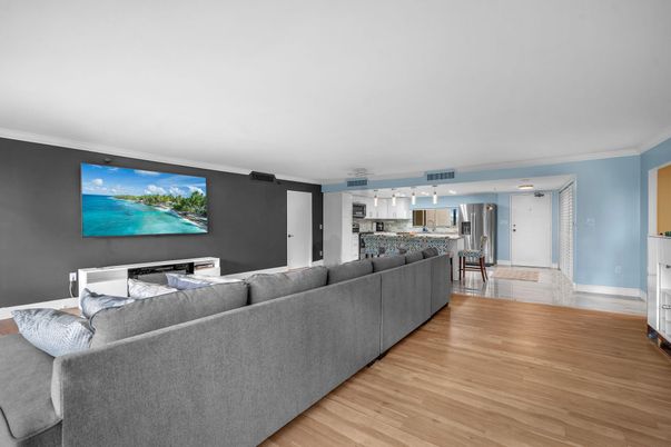 Interior, Kitchen, Living room, Stainless Steel Appliances, Wood Texture Flooring
