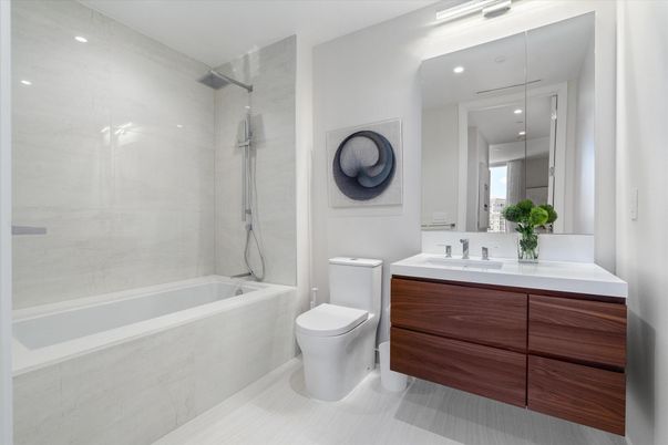 Bathroom, Interior, Marble Walls, Recessed Lighting