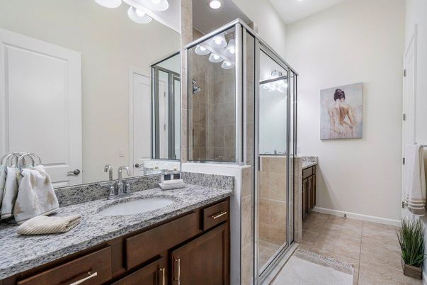 Bathroom, Glass Shower, Interior, Recessed Lighting