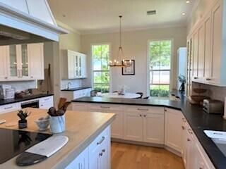 Chandelier, Interior, Kitchen, Pendant Lights, Recessed Lighting, Wood Texture Flooring