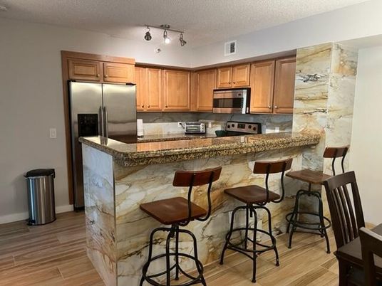 Interior, Kitchen, Stainless Steel Appliances, Wood Texture Flooring