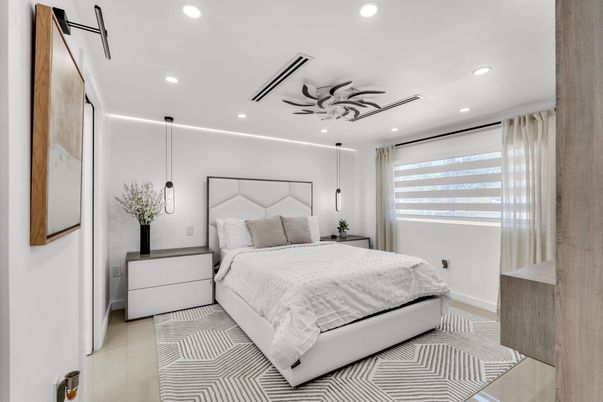 Bedroom, Interior, Pendant Lights, Recessed Lighting