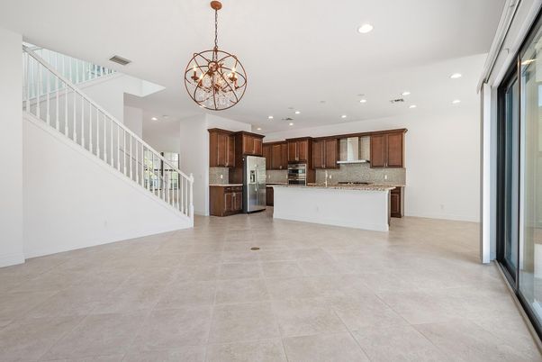 Chandelier, Interior, Kitchen, Recessed Lighting, Stainless Steel Appliances