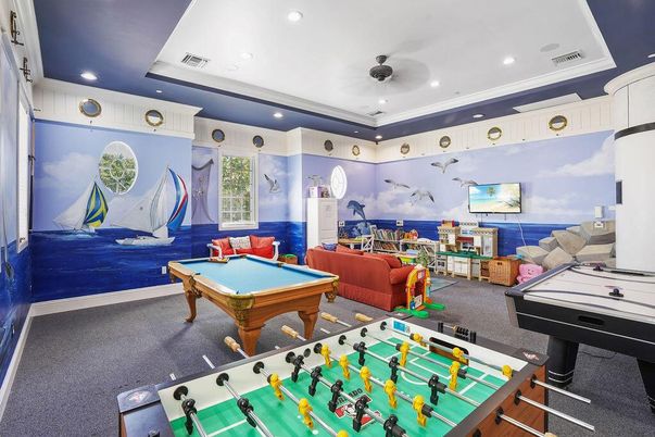 Billiard Table, Game Room, Interior, Recessed Lighting