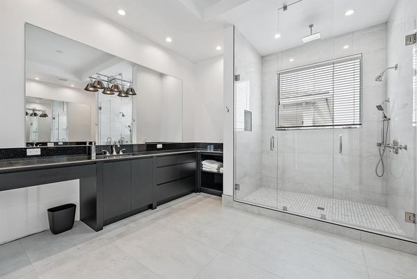 Bathroom, Dual Sink Vanities, Glass Shower, Interior, Recessed Lighting