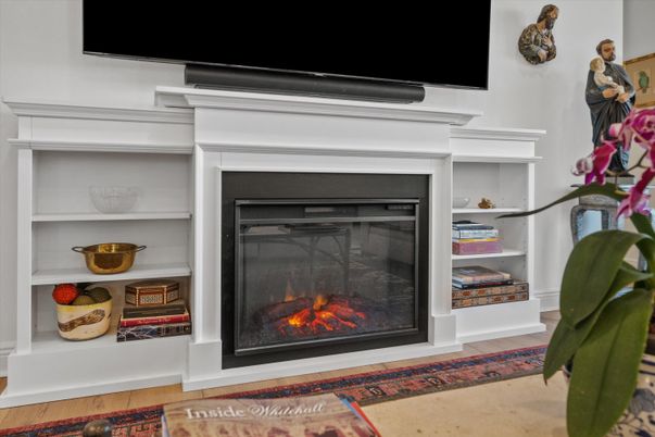Fireplace, Interior, Wood Texture Flooring