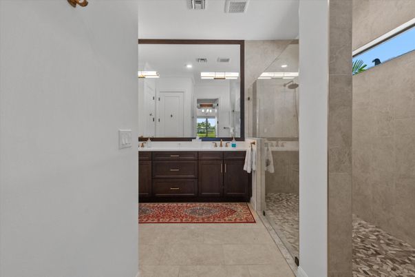 Bathroom, Glass Shower, Interior, Recessed Lighting