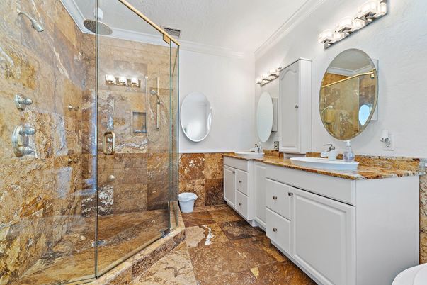 Bathroom, Dual Sink Vanities, Glass Shower, Interior