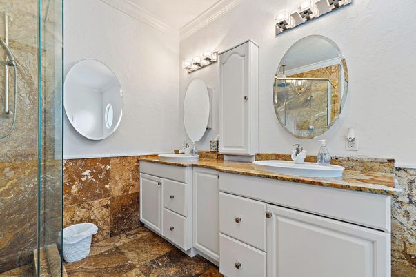 Bathroom, Dual Sink Vanities, Glass Shower, Interior