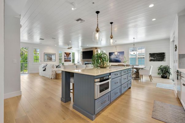 Dining room, Interior, Kitchen, Living room, Pendant Lights, Recessed Lighting, Wood Texture Flooring