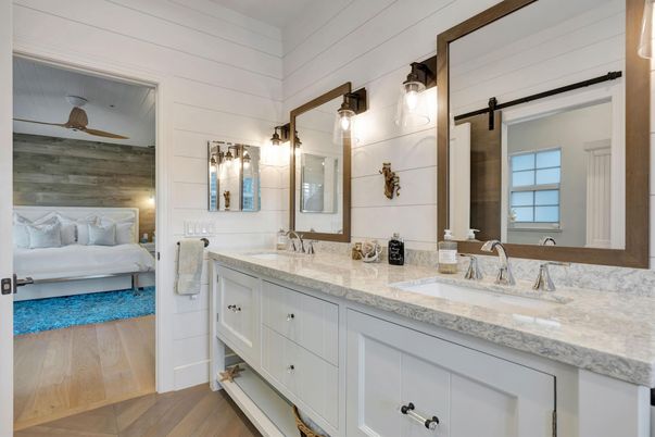 Bathroom, Bedroom, Dual Sink Vanities, Interior, Wood Texture Flooring