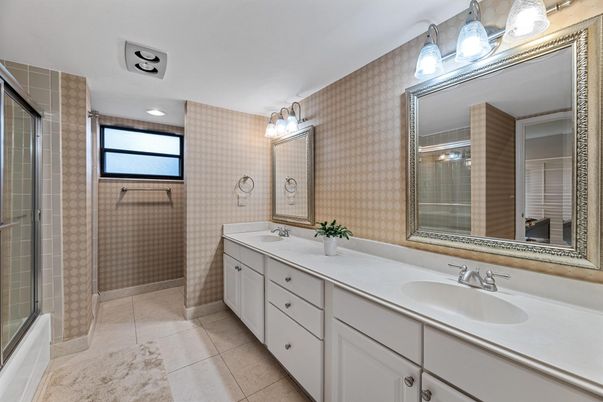 Bathroom, Dual Sink Vanities, Glass Shower, Interior, Recessed Lighting