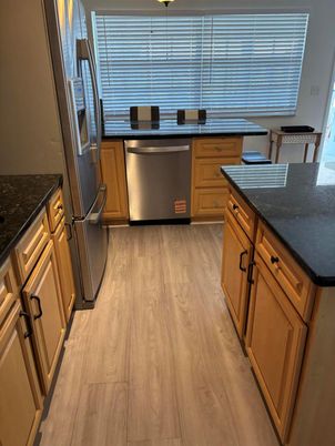 Interior, Kitchen, Stainless Steel Appliances, Wood Texture Flooring