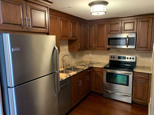 Interior, Kitchen, Stainless Steel Appliances, Wood Texture Flooring
