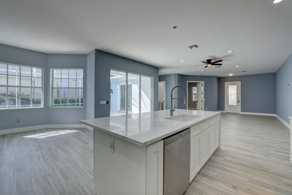 Interior, Kitchen, Recessed Lighting, Wood Texture Flooring