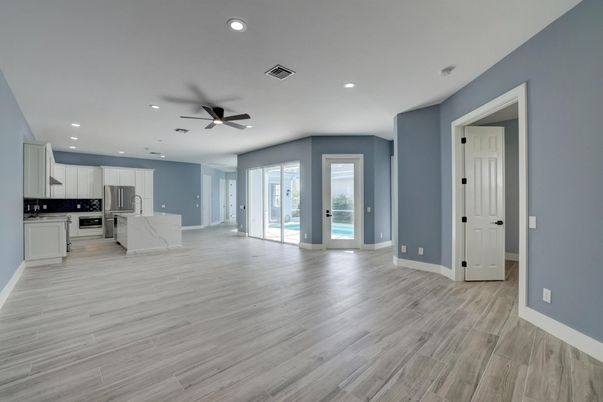 Interior, Kitchen, Recessed Lighting, Wood Texture Flooring