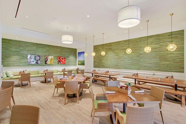 Dining room, Interior, Pendant Lights, Recessed Lighting, Wood Texture Flooring