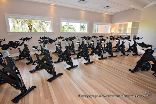 Fitness Equipment, Gym, Interior, Recessed Lighting, Wood Texture Flooring