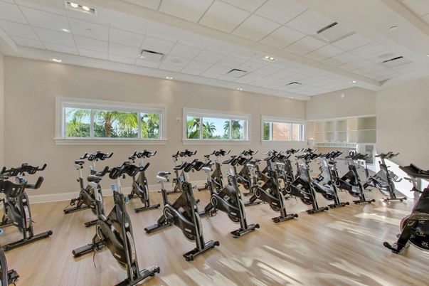 Fitness Equipment, Gym, Interior, Recessed Lighting, Wood Texture Flooring