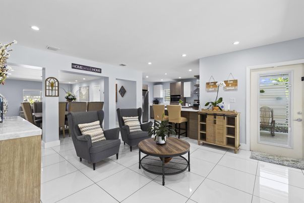 Dining room, Interior, Kitchen, Living room, Recessed Lighting, Stainless Steel Appliances