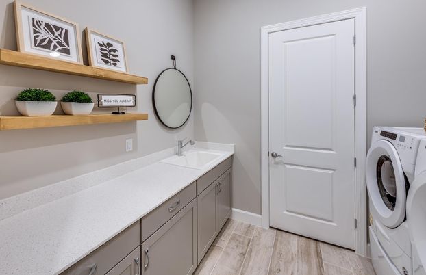 Interior, Washer, Wood Texture Flooring