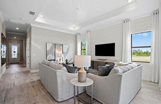 Interior, Living room, Recessed Lighting, Wood Texture Flooring