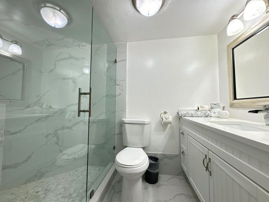 Bathroom, Glass Shower, Interior, Marble, Marble Walls