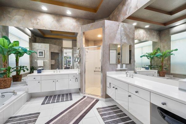 Bathroom, Dual Sink Vanities, Glass Shower, Interior, Recessed Lighting