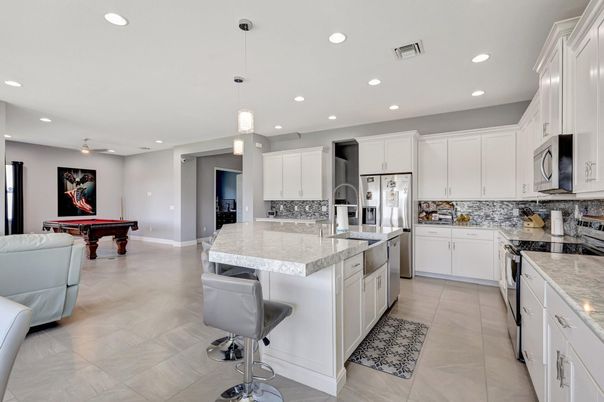 Billiard Table, Game Room, Interior, Kitchen, Pendant Lights, Recessed Lighting, Stainless Steel Appliances