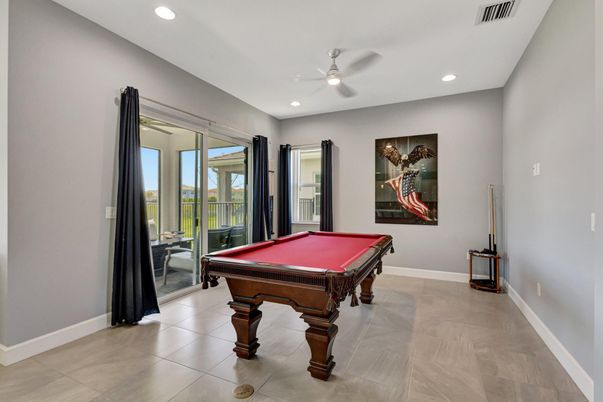 Billiard Table, Game Room, Interior, Recessed Lighting