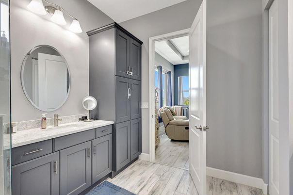 Bathroom, Dual Sink Vanities, Interior, Wood Texture Flooring