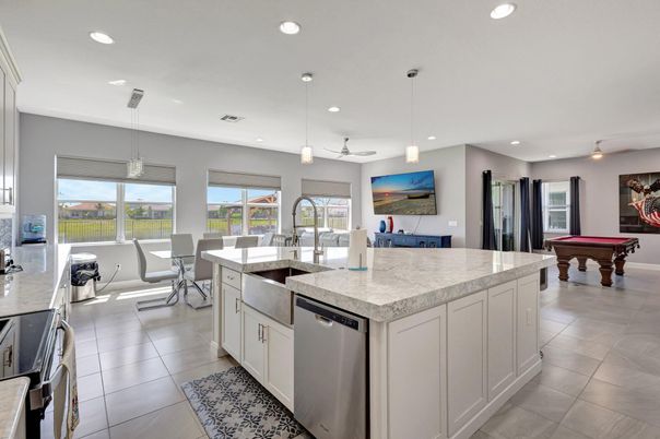 Billiard Table, Dining room, Game Room, Interior, Kitchen, Pendant Lights, Recessed Lighting